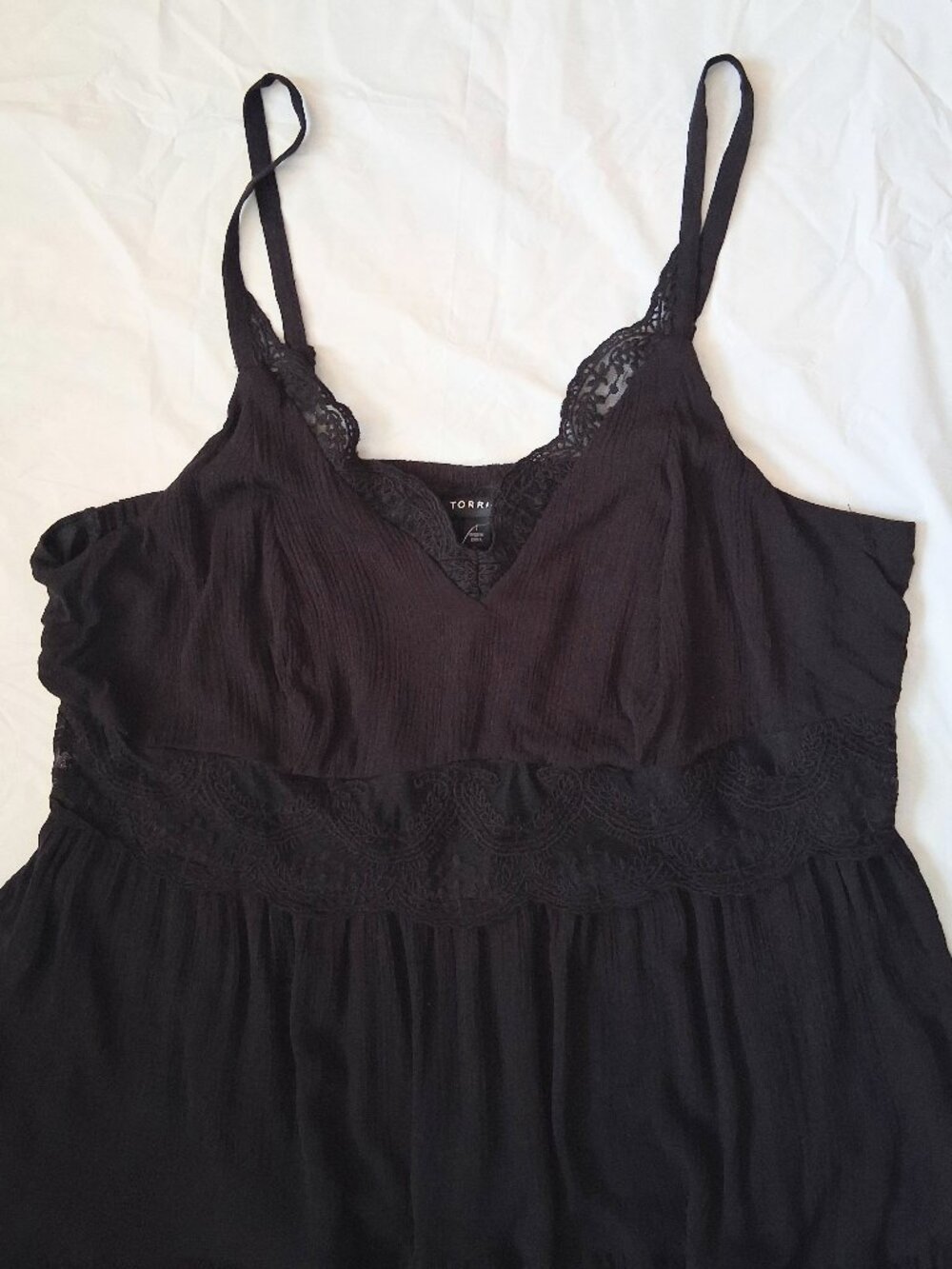 NWT Black Torrid Babydoll Gauze and Lace Top 1X 14-16